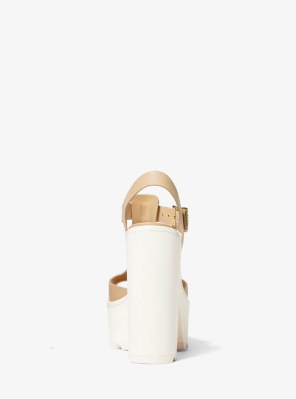 Damske Sandále Michael Kors Sinead Leather Platform Hnede - Topanky Michael Kors Slevy | QJKZA-6957